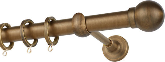 Zogometal Μεταλλικό Κουρτινόξυλο Easy Line Μονό Φ25mm 160εκ. Μπρονζέ