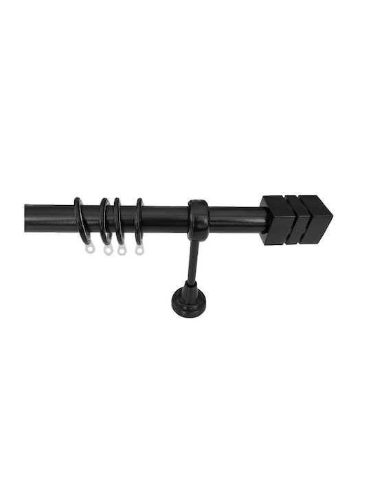 Import Hellas Metallic Curtain Pole No2 Single Φ25mm 300cm Black Checkmate