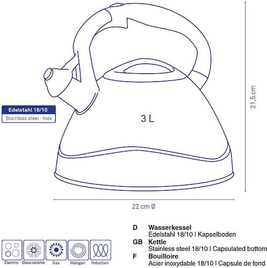 Kela Кетъл Неръждаем Черен 3000ml