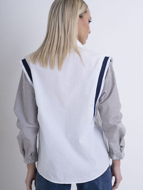 Long Sleeve Women's Shirt White Striped