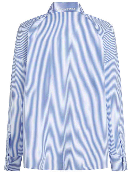 Long Sleeve Women's Shirt Blue Striped