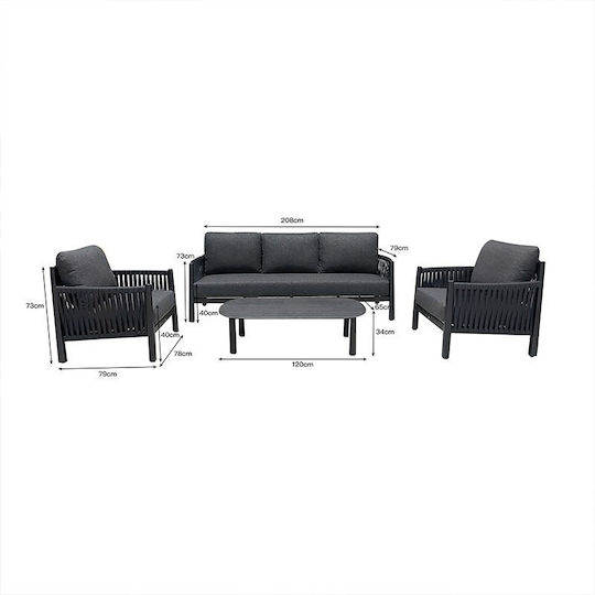 Outdoor Living Room Set 4 Pieces Anthracite With Pillows