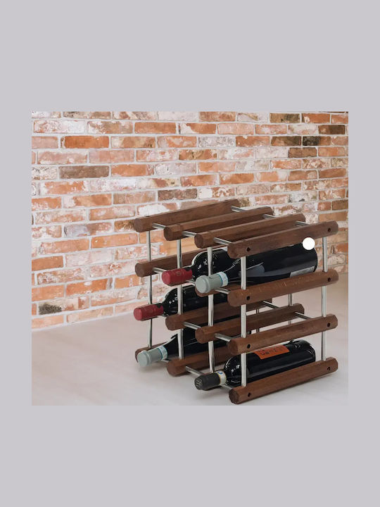 Foppapedretti Suport de Masă din Lemn pentru 9 Sticle Maro 34x28x34cm