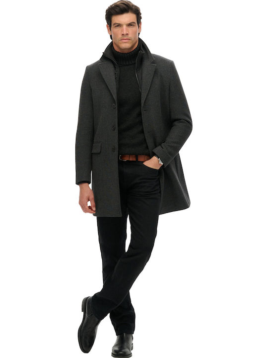 Tailored 2 In 1 Town Ανδρικό Ημίπαλτο Dark Grey Herringbone