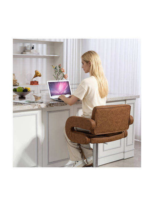 Bar Stool with Backrest & Adjustable Height Brown