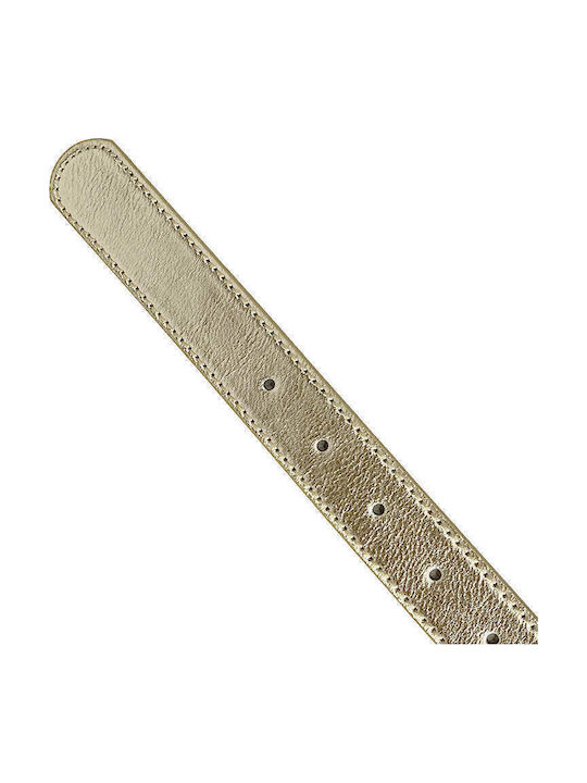 Wide Leather Women's Belt Gold 3009-Gold-115cm