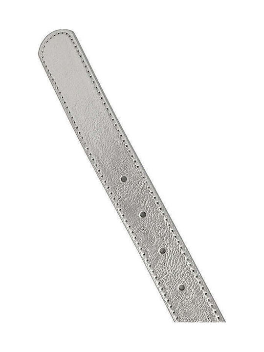 Wide Leather Women's Belt Silver 3009-Silver-115cm