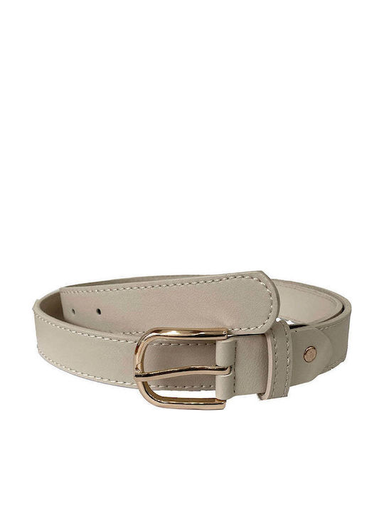 Wide Leather Women's Belt Beige 3009-Beige-115cm