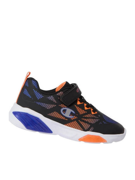 Kids Sneakers with Hoop & Loop Closure and Lights Black