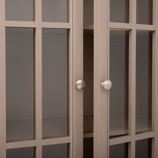 Bodenstehende Wohnzimmer-Vitrine aus Spanplatte in Grau mit Glas 80,5 x 35 x 135 cm