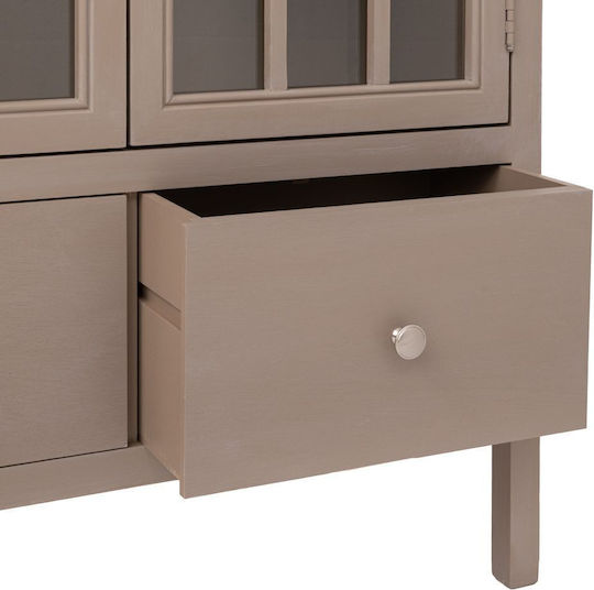 Bodenstehende Wohnzimmer-Vitrine aus Spanplatte in Grau mit Glas 80,5 x 35 x 135 cm