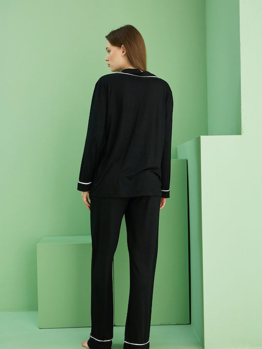 Sexen Sexen Damen Schlafanzug & Pyjamas Winter Schwarz