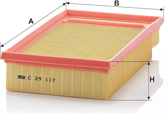 Mann-Filter Car Air Filter Nissan Primera 1.9d 08.02 Height 57.0mm Width 282.0mm Length 169.0mm Filter Insert