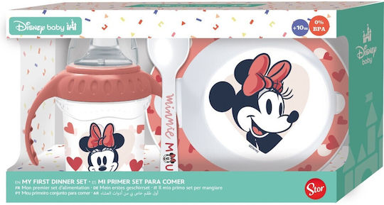 Stor Gift Box Minnie Mouse Heart Food Set Bowl Spoon & Training Cup
