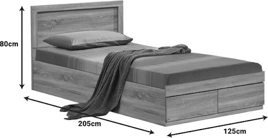 Bedroom Set Olympus Sonoma with Mattress 120x200cm 4 Pieces