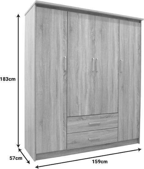 Bedroom Set Olympus Sonoma with Mattress 120x200cm 4 Pieces