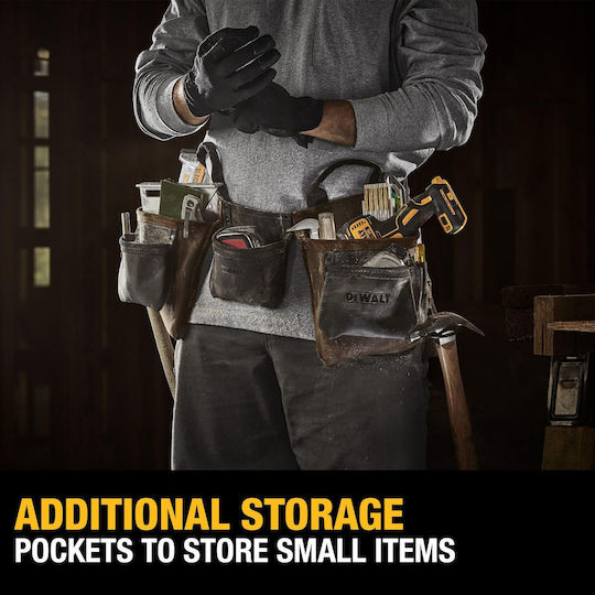 Dewalt Dwst550112 Leather Tool Belt Durable 11 Pockets Professional Belt