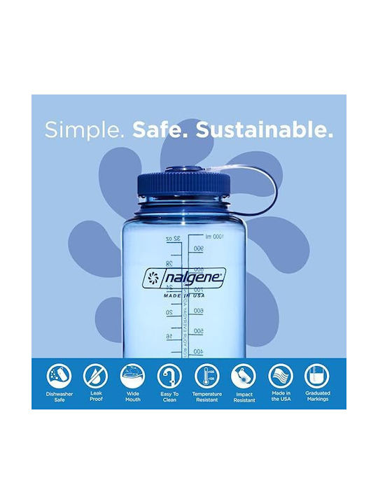 Nalgene Wide Mouth Sustain Water Bottle Plastic 1000ml Blue