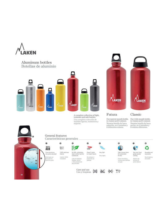 Laken Classic Water Bottle Aluminum 750ml Yellow