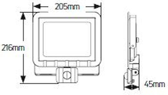 Geyer Waterproof LED Flood Light 20W Cold White 6500K With Motion Sensor IP65