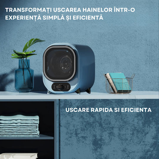 Uscător Compact Portabil de Haine Mini Dasbo cu Condensator 0,8 Kg cu Pompă de Căldură 2 Setări de Temperatură Albastru