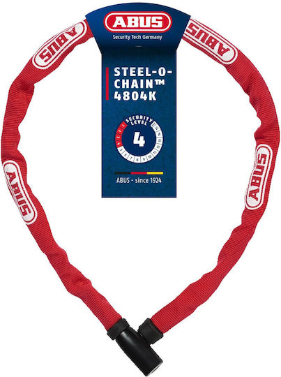Abus Steel-O-Chain 4804K Lacăt Bicicletă Tip Spiră cu cheie Roșie
