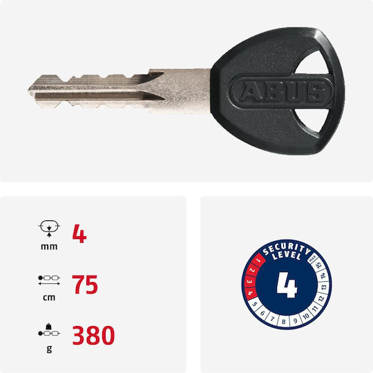 Abus Steel-O-Chain 4804K Lacăt Bicicletă Tip Spiră cu cheie Roșie
