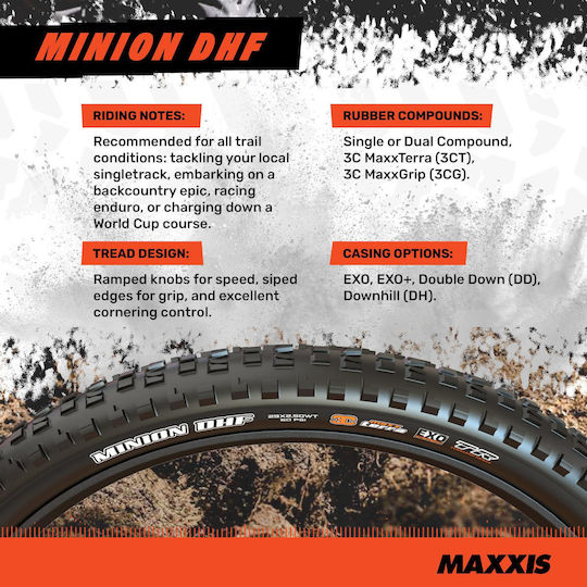 Maxxis Fahrradreifen Minion DHF WT EXO TR 27.5" x 2.60" Faltreifen