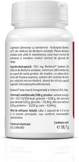 Zenyth Optimum Berberină cu Berbevis 550mg 30 capsule
