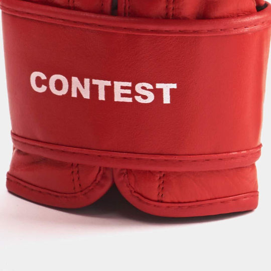Leone Contest Boxing Gloves made of Synthetic Leather for Match Red