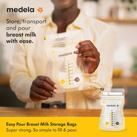 Medela Easy Pour Σακουλάκια Αποθήκευσης Μητρικού Γάλακτος 210ml 100τμχ
