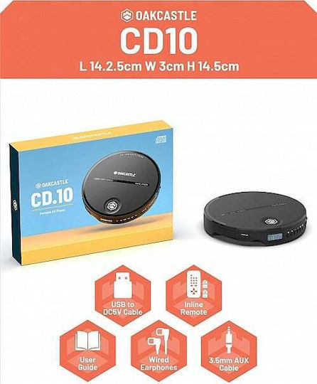 Majority Portable Cd Player Incl Earphones 2x Aa Line Out Oakcastle Cd10