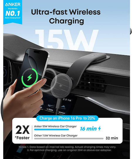 Nano Magnetic Car Mount Wireless Charging Detachable 15w 360° Black