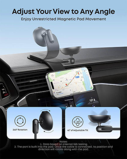 Nano Magnetic Car Mount Wireless Charging Detachable 15w 360° Black