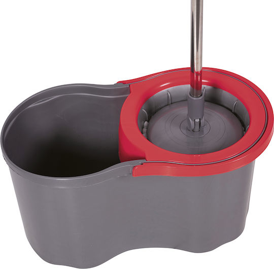 Galileo Super Mop Spin 16 Liters Extendable Handle Up to 110 cm Microfibers Grey Red 5917609