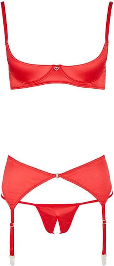 Passionate Red Shelf Bra Set
