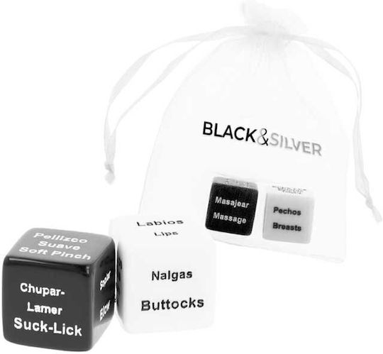 Dream Love Black & Silver Dice For Couples Ερωτικό Παιχνίδι Ζαριών ES/EN D-221906