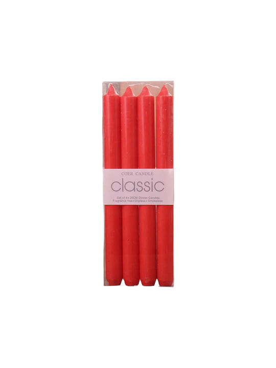 Alista Home Lumânare Decorativă Conică Roșie 80gr 4 Bucăți