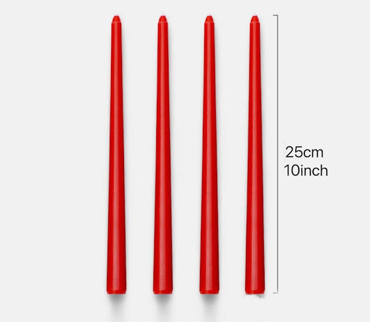 Alista Home Decorative Red Taper Candle 80gr 4 Pieces