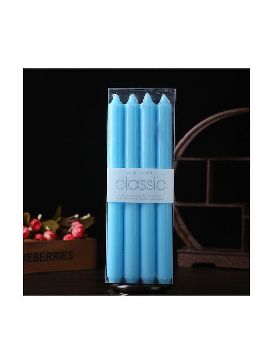 Alista Home Decorative Blue Taper Candle 80gr 4 Pieces