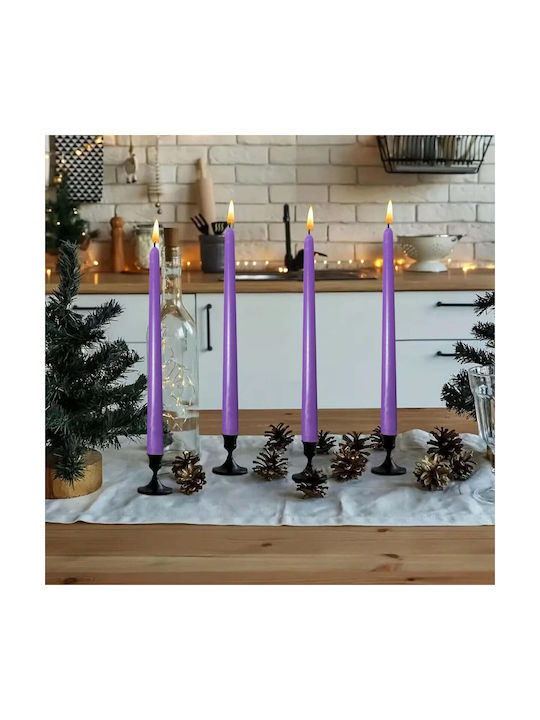 Alista Home Lumânare Decorativă Conică Violet 25cm 80gr 4 Bucăți