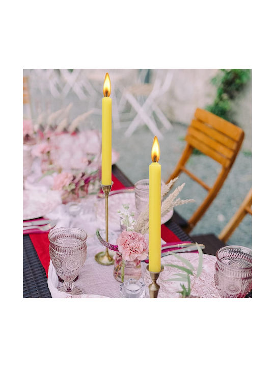 Alista Home Lumânare Decorativă Conică Galbenă 25cm 80gr 4 Bucăți