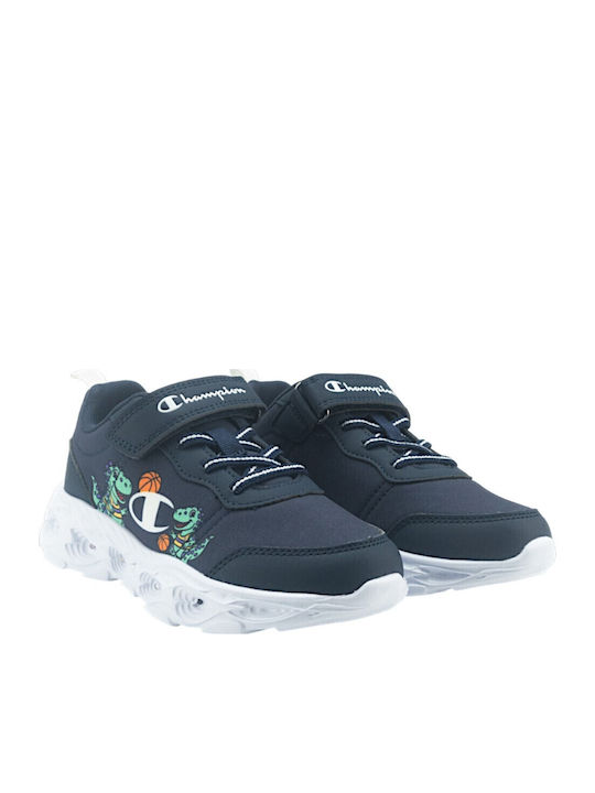 Kids Sneakers with Hoop & Loop Closure & Lights Blue