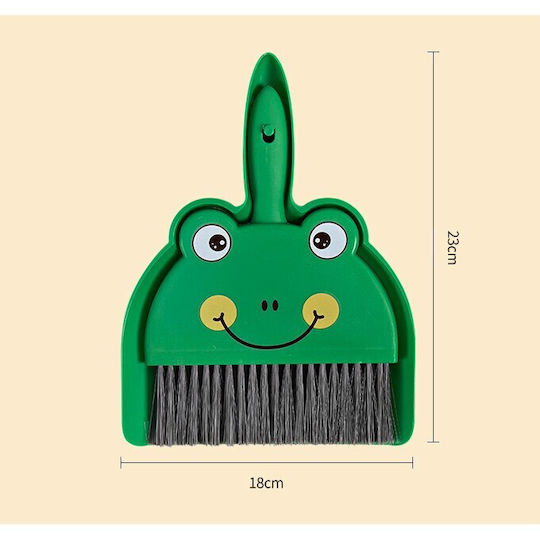 Set Mini Măturică și Fară Alista Home Curățitor Mic Uz Casnic Birou Bucătărie Model Broască 23 X 18 Cm Verde