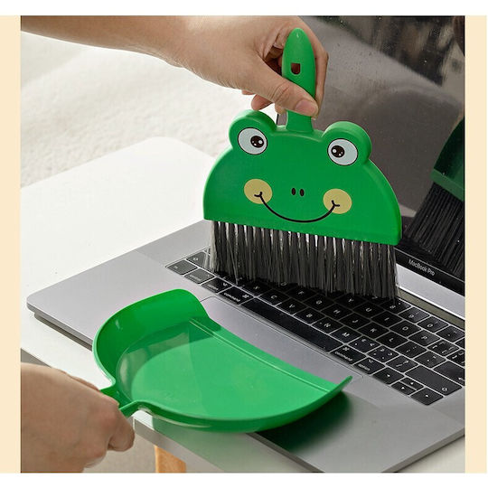 Set Mini Măturică și Fară Alista Home Curățitor Mic Uz Casnic Birou Bucătărie Model Broască 23 X 18 Cm Verde