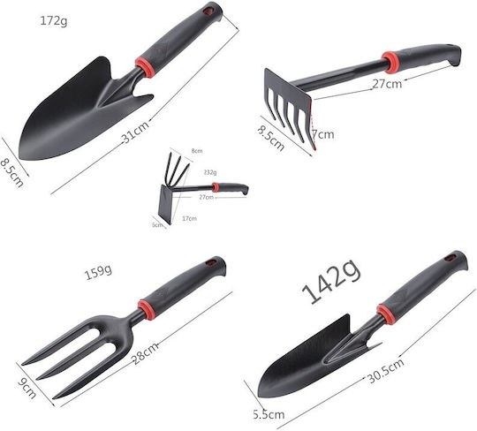 Set 7 Unelte de Grădină Alista Home Pentru Plantare Prelucrare Sol Îngrijire Plante Material Carton Pvc 31.5 X 8 Cm Negru