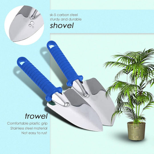 Set 10 Unelte de Grădină Alista Home Pentru Plantare Prelucrare Sol Îngrijire Plante Mânere Albastre Pvc Material Oțel Inoxidabil Cutie Inclusă 37x28x7 Cm Negru