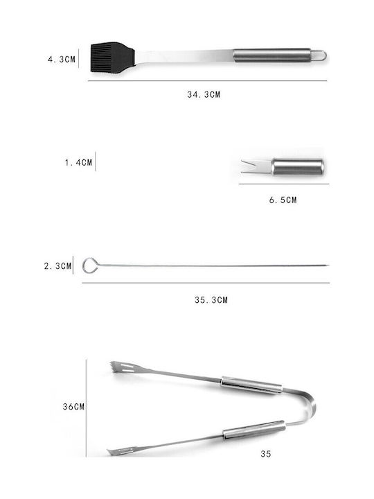 Set Ustensile Grătar 18 Piese Alista Home Oțel Inoxidabil Geantă Oxford Argintiu