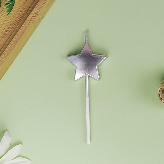 Cake Candle Alista Home Star Model Party 8.5 X 3.2 Cm Silver
