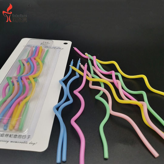Set 10 Lumanări De Ziua De Naștere Spirale Design 17 X 0.34 Cm Ceară Multicolore